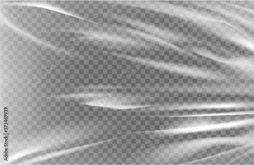 Close up vector on a plastic transparent cellophane bag on white background. The texture looks blank and shiny. Vector illustration