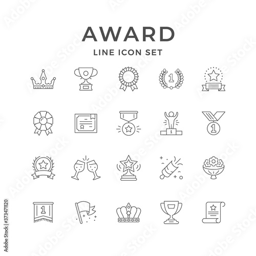 Set line icons of award