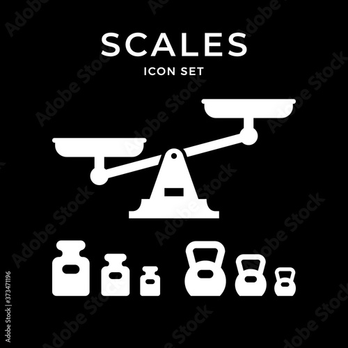 Set icons of scales and weights