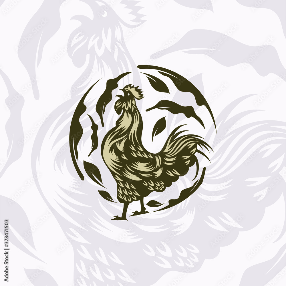 Asian Rooster Food Restaurant Logo