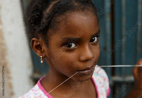 very expressive little girl, havana - cuba photo