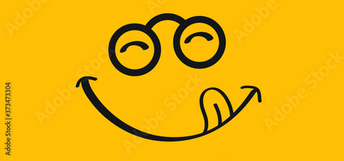 Mmm Yummy smile with tongue lick mouth World smile day or month Food logo Smiling everyday Funny vector laugh cartoon sign Delicious, tasty eating emoji lip face Emotion smiley lips symbol licking