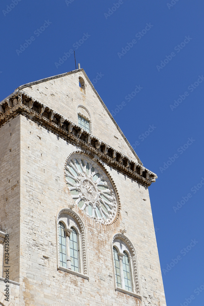Exterior of the Roman Catholic Cathedral dedicated to San Nicola Pellegrino in Trani, Puglia, Italy
