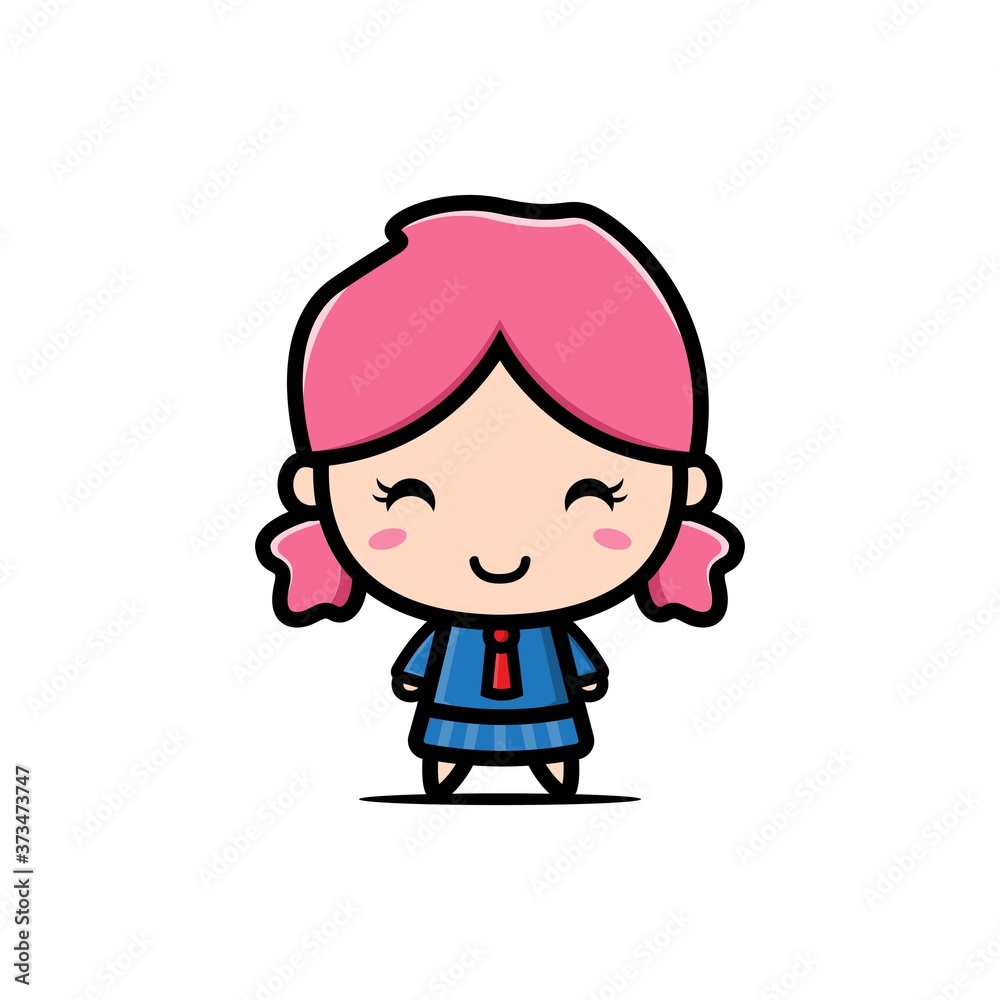 kawaii girls character designs illustration