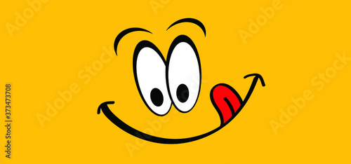 Mmm Yummy smile with tongue lick mouth World smile day or month Food logo Smiling everyday Funny vector laugh cartoon sign Delicious, tasty eating emoji lip face Emotion smiley lips symbol licking