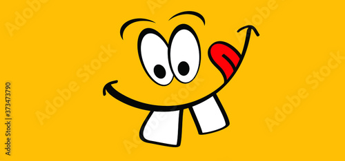 Mmm Yummy smile with tongue lick mouth World smile day or month Food logo Smiling everyday Funny vector laugh cartoon sign Delicious, tasty eating emoji lip face Emotion smiley lips symbol licking