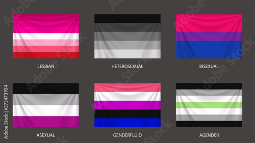 realistic colorful sexual flags set with folds