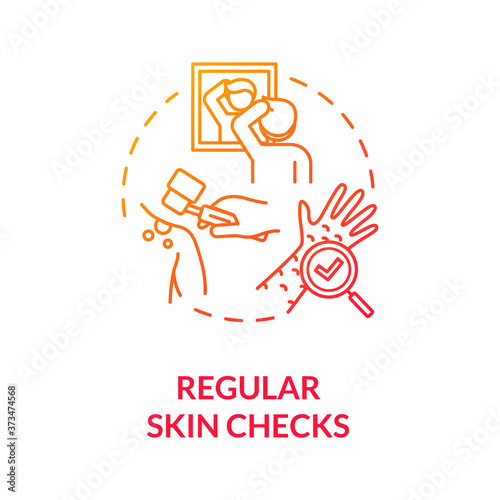 Regular skin checks concept icon. Self examination. Healthcare. Dermatology. Skin care. Melanoma prevention idea thin line illustration. Vector isolated outline RGB color drawing