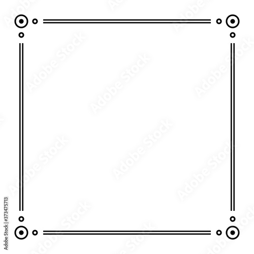 Black Geometric Frame Isolated on White - Geometrical Art Deco Style Template for Invitation Cards, Flyers - Line-Art Vector Design