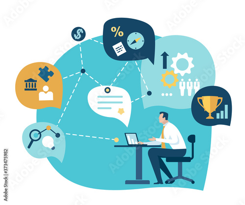 Business developing. Office work concept. Vector illustration..