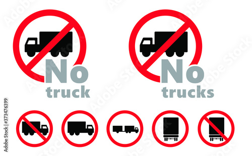 No pass for truck. no entry or stop symbol. Forbid do not enter for trucks. Forbidden no lorry. Prohibiting thoroughfare of lorries, allowed sign. Traffic, arking signs