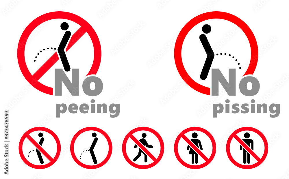No peeing sign. Do not pissing or don’t pee next to the toilets. Stop