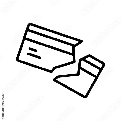Broken credit card icon. Simple line, outline vector elements of economy icons for ui and ux, website or mobile application
