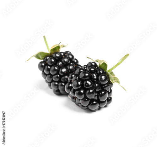 Delicious fresh ripe blackberries isolated  on white