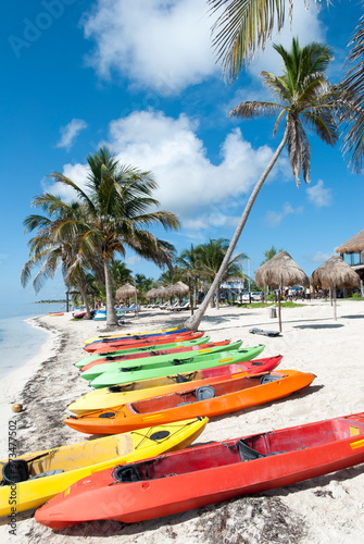 Mahahual Resort Town Beach Canoes © Ramunas