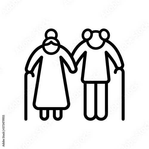 Old couple icon. Simple line, outline vector elements of nursing home icons for ui and ux, website or mobile application