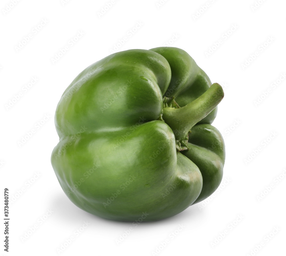 Fresh ripe green bell pepper isolated on white Fresh ripe green bell pepper isolated on white