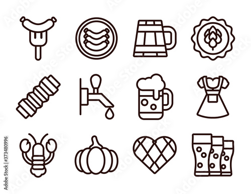 bundle of twelve oktoberfest set icons