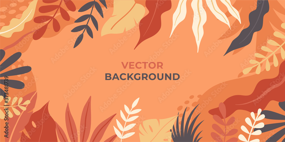 leaf-bannerVector  horizontal abstract background with copy space for text - autumn sale - bright vibrant banner, poster, cover design template, with yellow and orange leaves