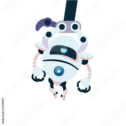 arm holding white robot cartoon vector design