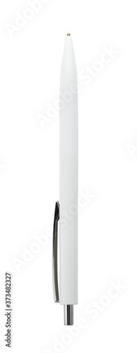 New retractable pen isolated on white. School stationery
