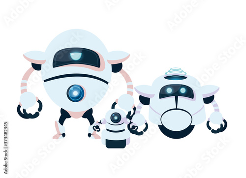 white robots cartoons vector design