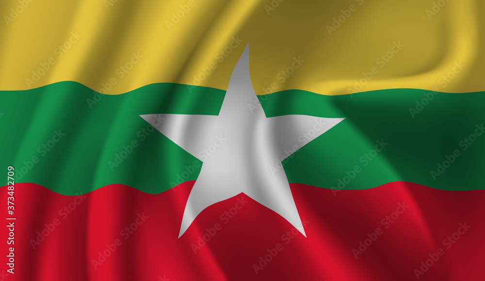 Waving flag of the Myanmar. Waving Myanmar flag Waving flag of the Myanmar. Waving Myanmar flag