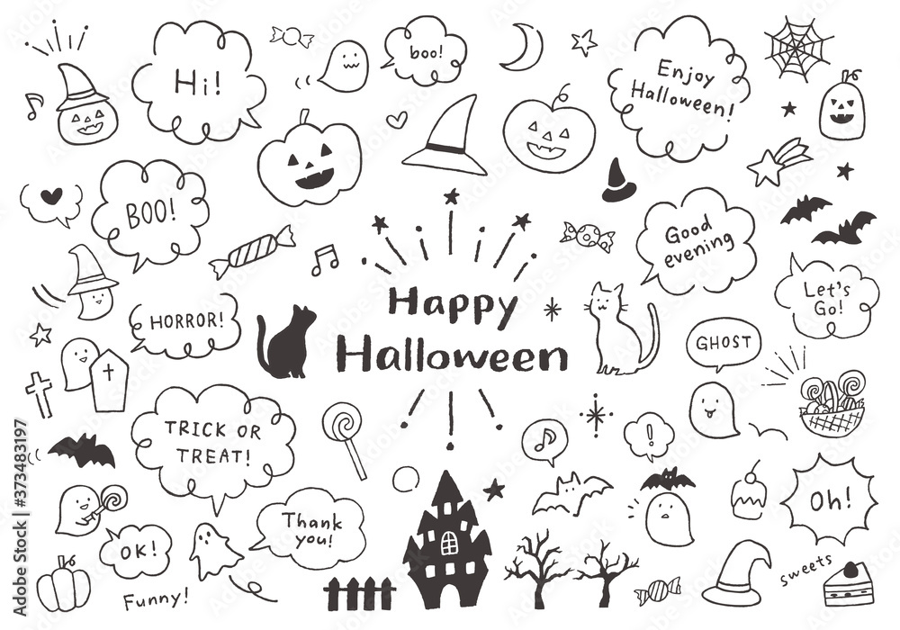 ハロウィンイラストと吹き出し素材のセット ハロウィンイラストと吹き出し素材のセット