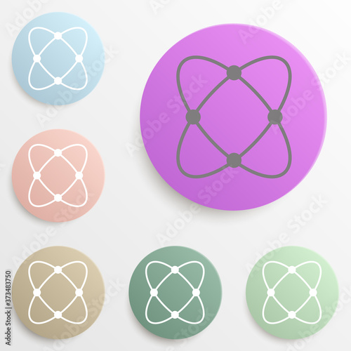 Atom badge color set. Simple glyph, flat vector of web icons for ui and ux, website or mobile application