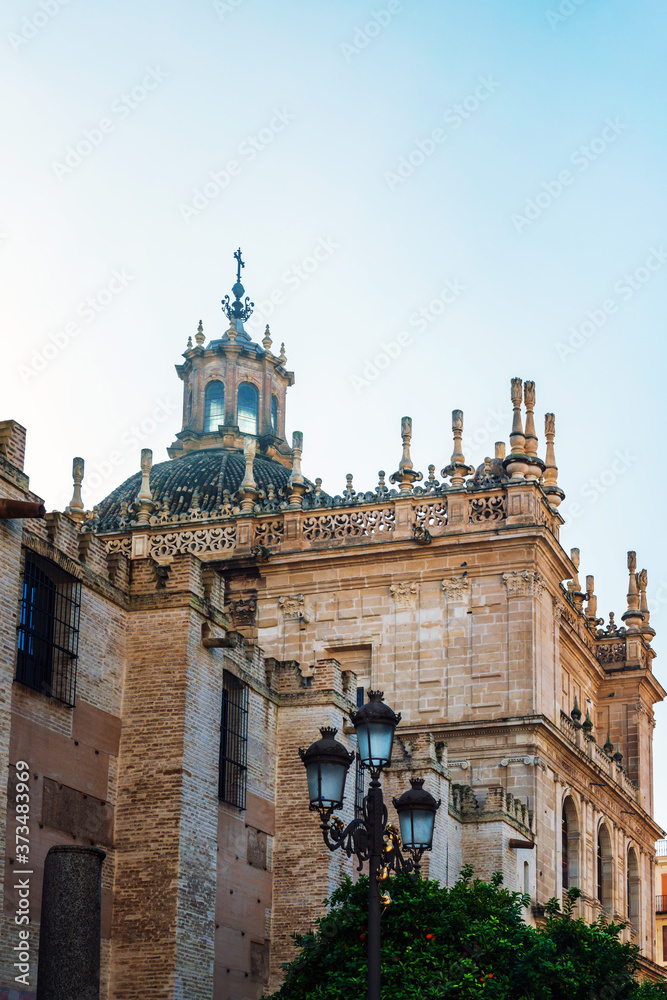 Traditional Cathedral building in Sevilla city, Spain