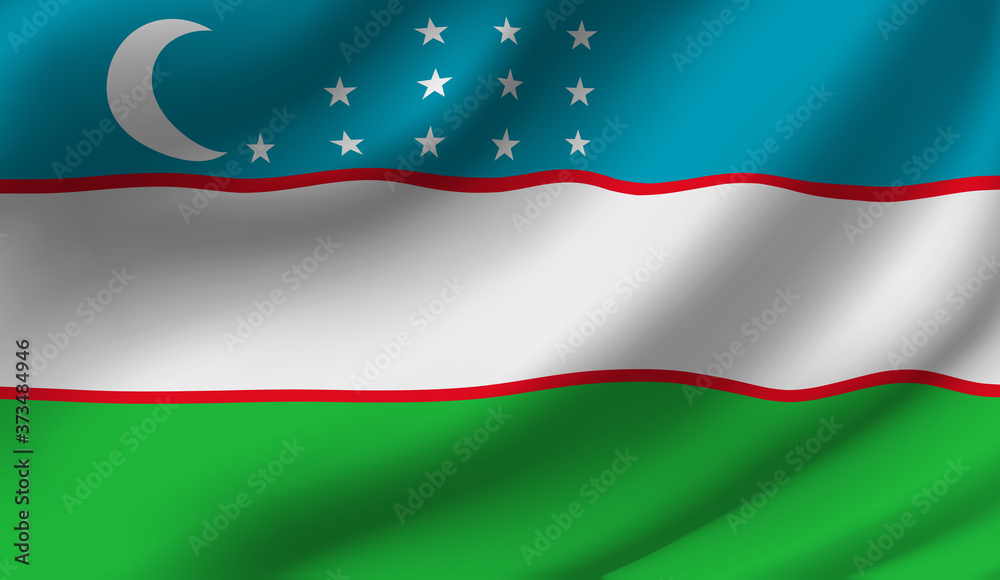 Waving flag of the Uzbekistan. Waving Uzbekistan flag Waving flag of the Uzbekistan. Waving Uzbekistan flag