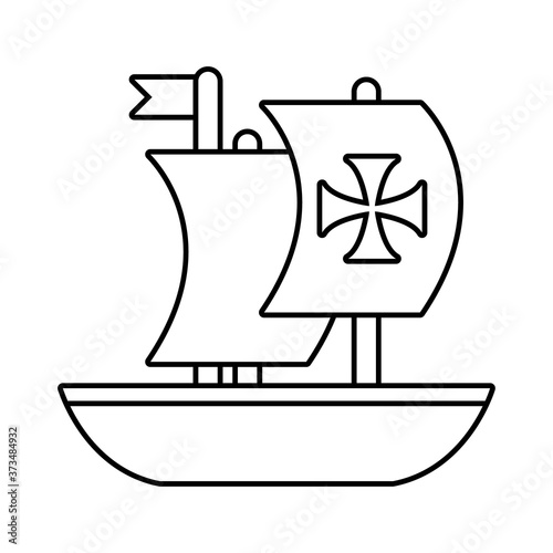 caravel ship columbus day line style