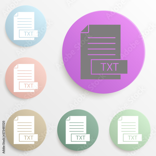 format file txt badge color set. Simple glyph, flat vector of web icons for ui and ux, website or mobile application