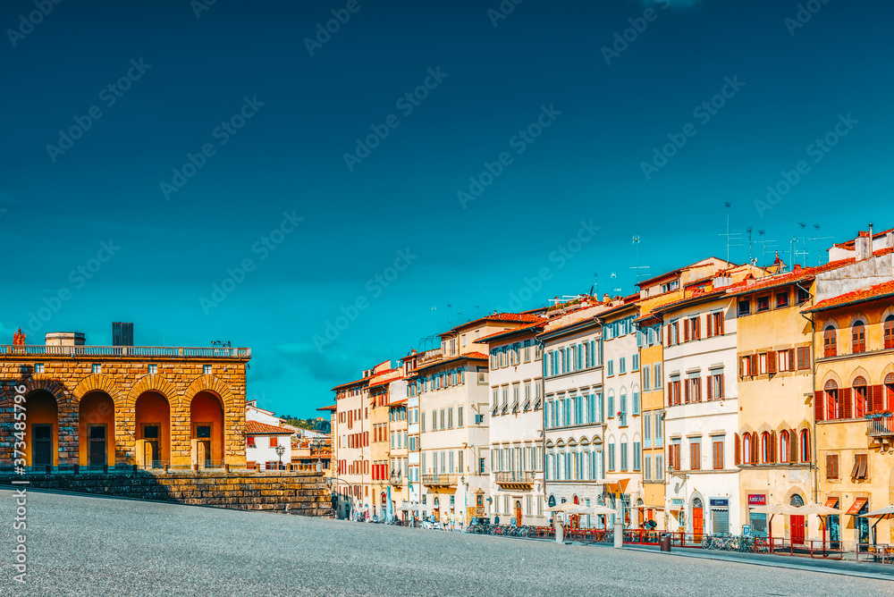 FLORENCE, ITALY- MAY 14, 2017:  Pitti Square (Piazza pitti)  in Florence - city of the Renaissance on Arno river. Italy.