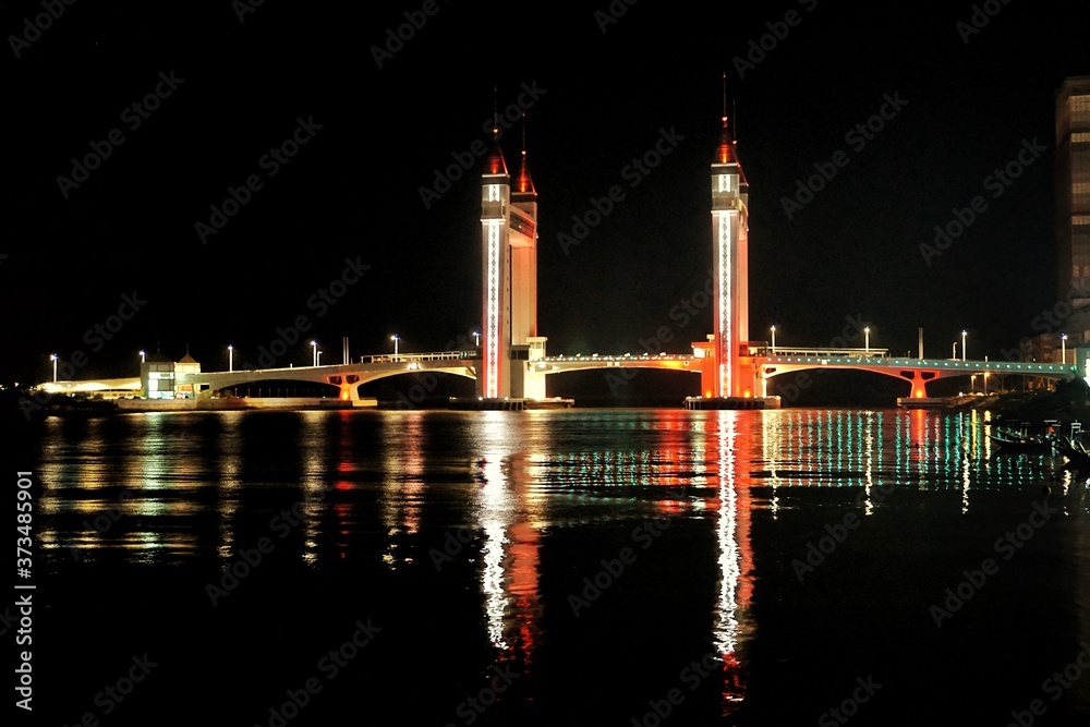 Night scene at Terengganu drawbridge.