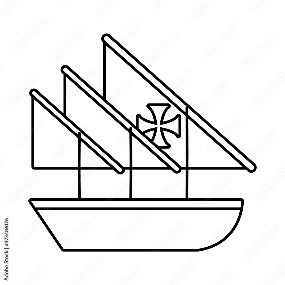 caravel ship columbus day style line icon caravel ship columbus day style line icon