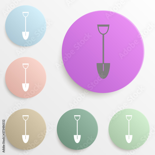 Shovel badge color set. Simple glyph  flat vector of web icons for ui and ux  website or mobile application