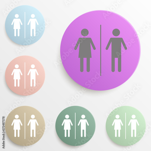 Toilet sign men and women badge color set. Simple glyph, flat vector of web icons for ui and ux, website or mobile application