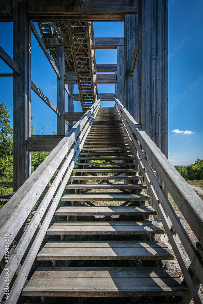 Wooden observation platform with view on nature