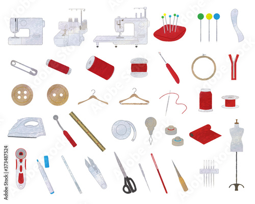 Handicraft illustration material set / analog style