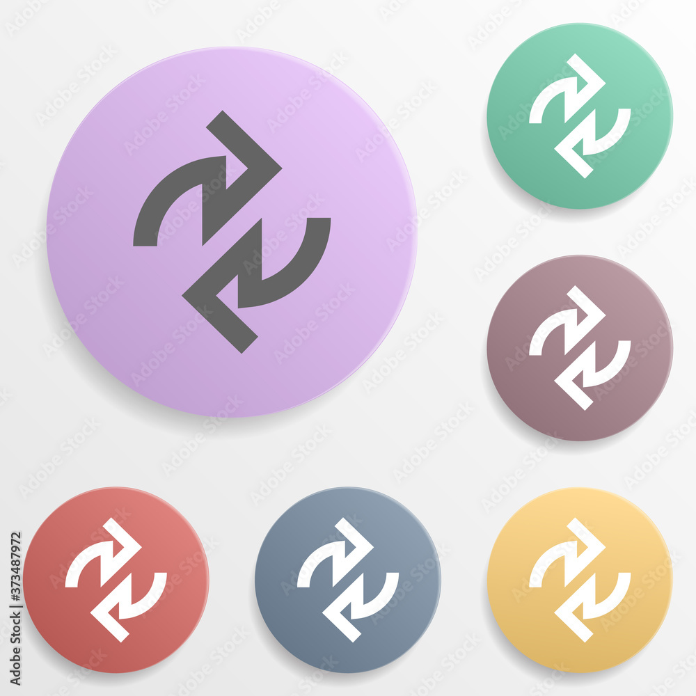 Arrow badge color set icon. Simple glyph, flat vector of arrows icons for ui and ux, website or mobile application Arrow badge color set icon. Simple glyph, flat vector of arrows icons for ui and ux, website or mobile application