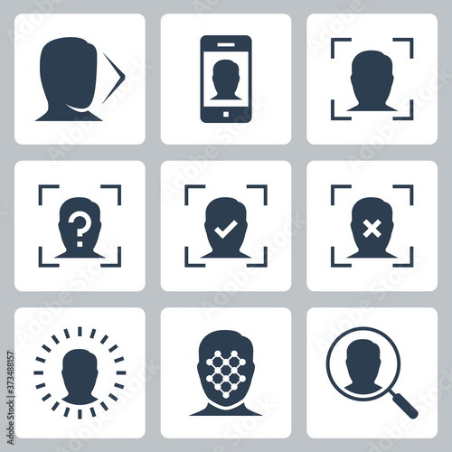 Face Scan Related Vector Icon Set in Glyph Style