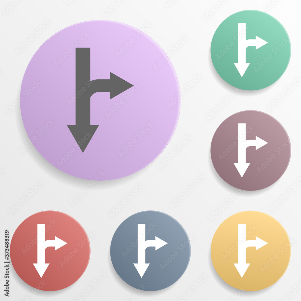 Arrow badge color set icon. Simple glyph, flat vector of arrows icons for ui and ux, website or mobile application Arrow badge color set icon. Simple glyph, flat vector of arrows icons for ui and ux, website or mobile application