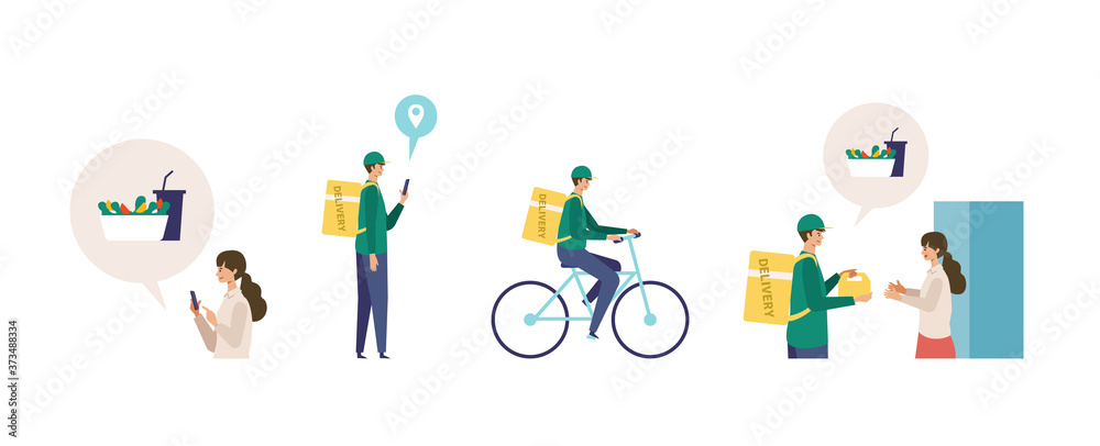 Vector illustration for the online delivery service concept. Order process concept.