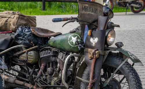 Photo motorcycles on the road.