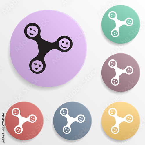 Fidget spinner with faces badge color set icon. Simple glyph, flat vector of toys icons for ui and ux, website or mobile application
