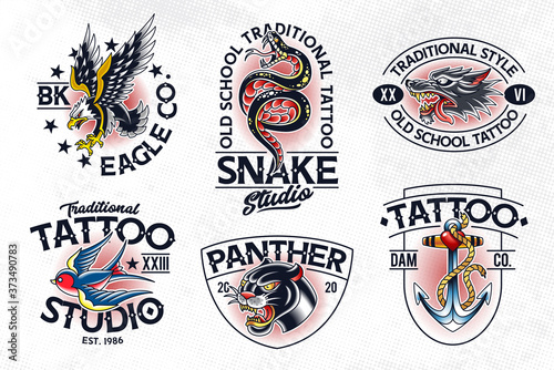 Old School Tattoo Vector Emblems