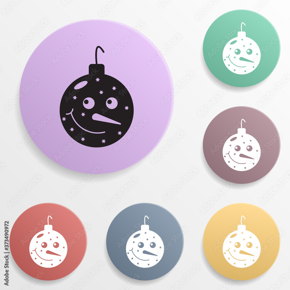 Christmas ball badge color set icon. Simple glyph, flat vector of toys icons for ui and ux, website or mobile application Christmas ball badge color set icon. Simple glyph, flat vector of toys icons for ui and ux, website or mobile application