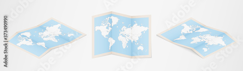 Folded World Map in three different versions.