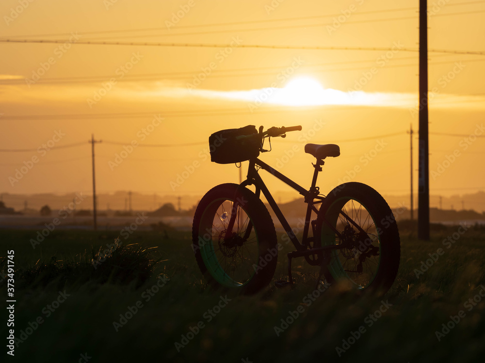 Obraz premium bicycle on sunset background